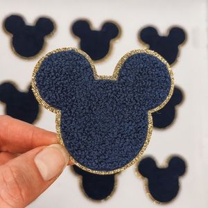 Navy Mickey mouse iron on chenille patch